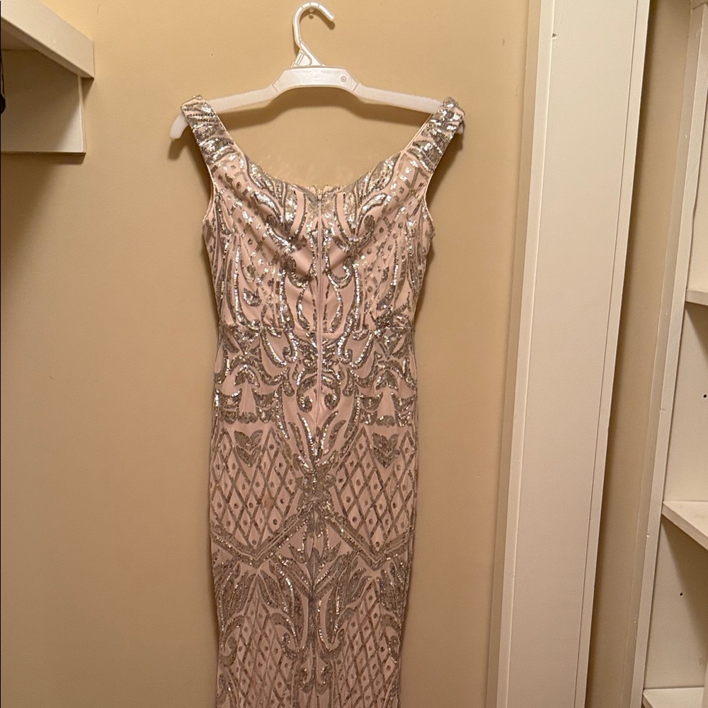 Windsor Silver Sequin Nude Prom Gown - Picture 3 of 5